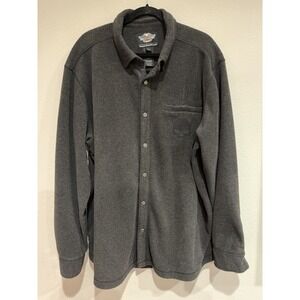 Harley Davidson Fleece shirt jacket with skull embroidered logo Skull Buttons‎